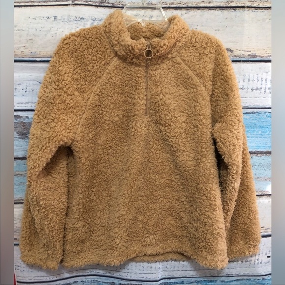 Dittos Women Sweater Quarter Zip Up Cozy Sherpa Tan Light Brown Size XLarge - Picture 6 of 6